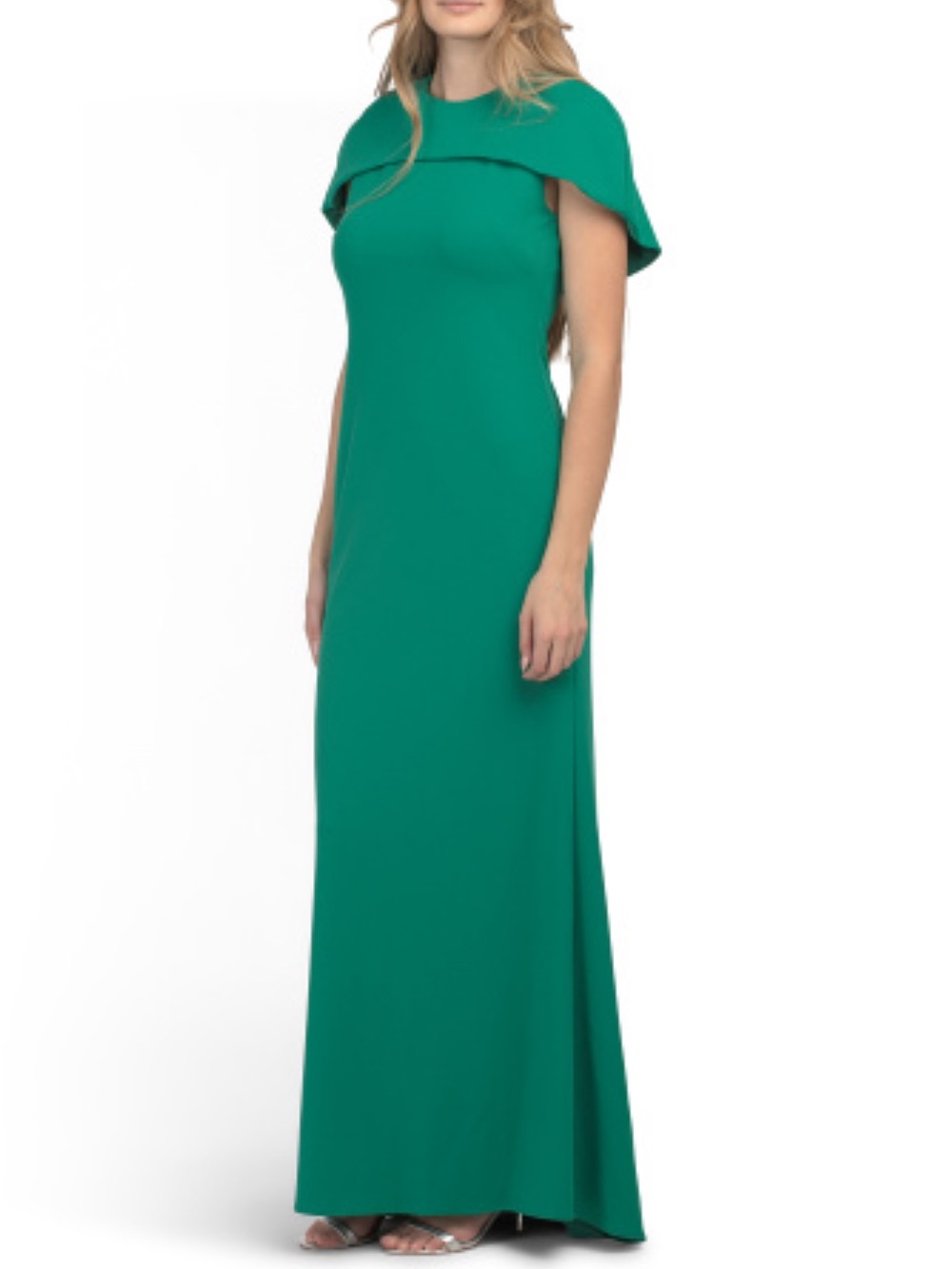 BETSY & ADAM Made In Usa Covered Cape Gown
